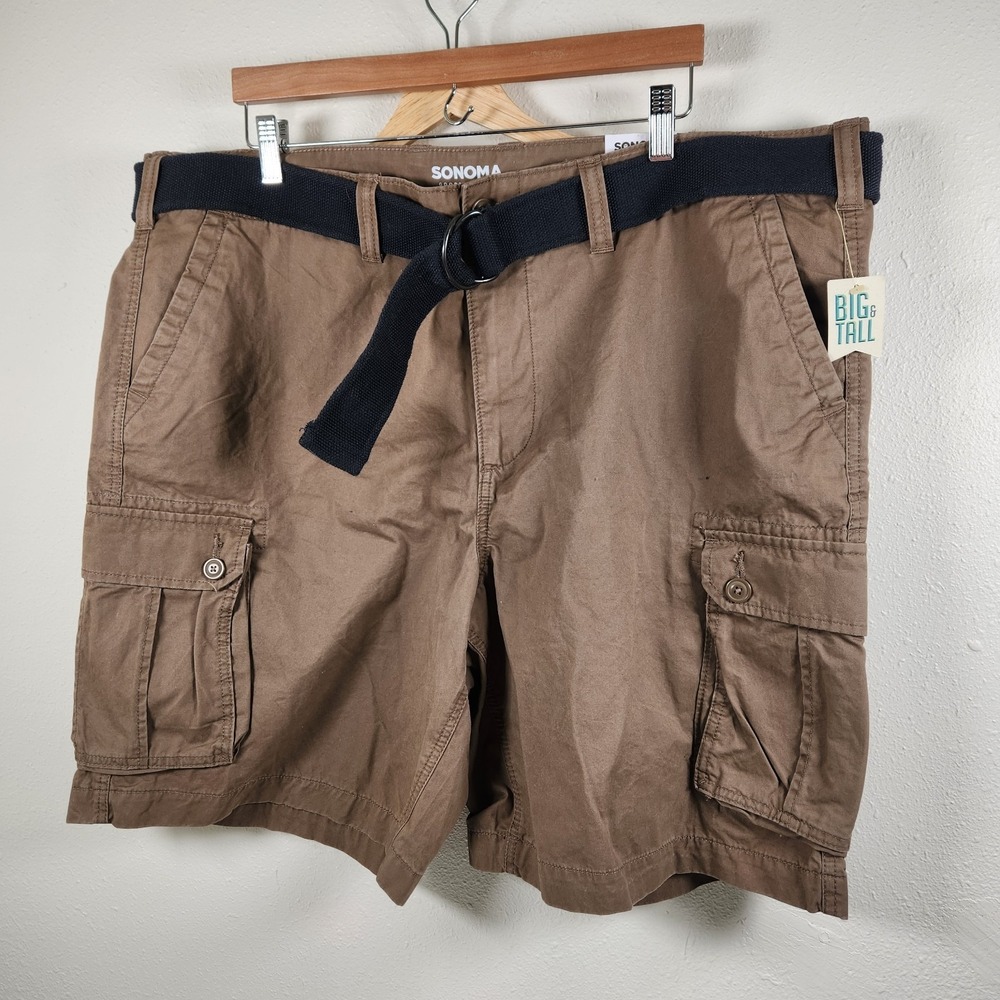 NEW! Sonoma Men's Size 46 CLASSIC BELTED CARGO Shorts $60 NWT